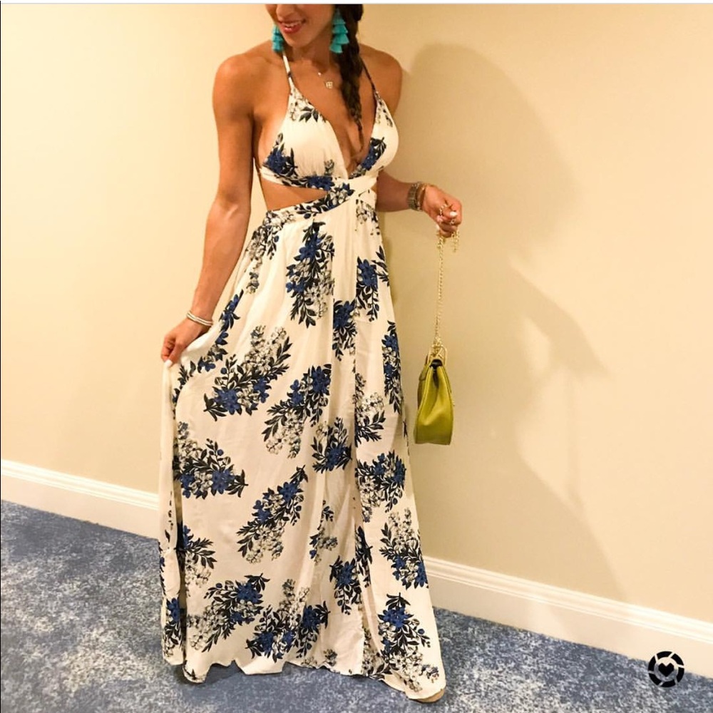 Blue Floral Maxi Dress